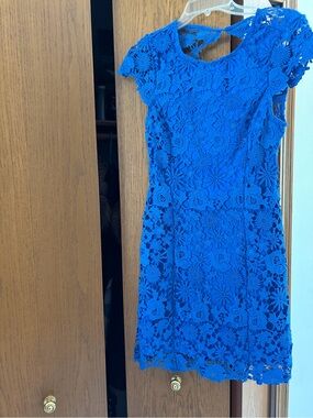 Lulu's Royal Blue Floral Lace Mini Dress